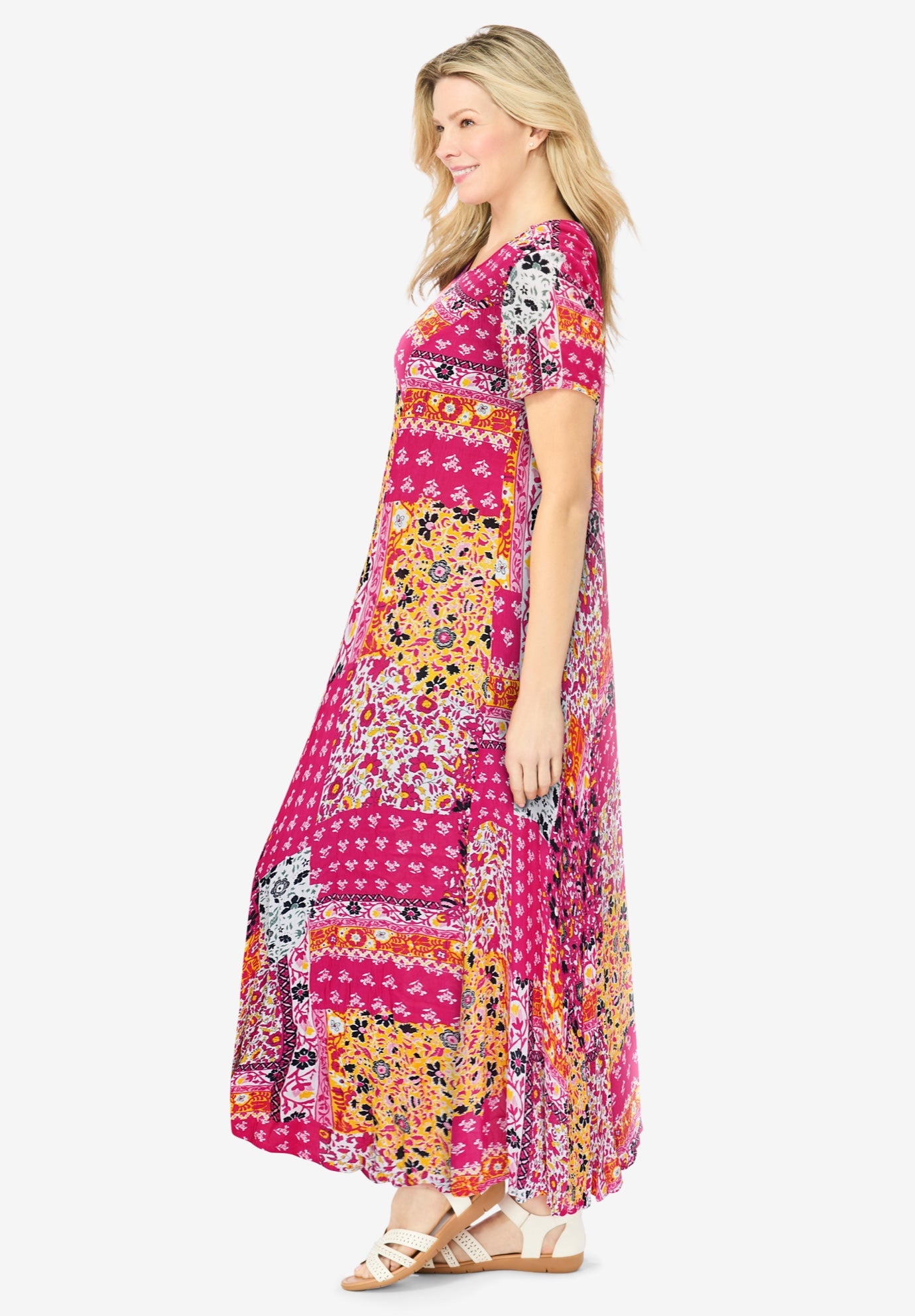 Short-Sleeve Crinkle Dress image number 2