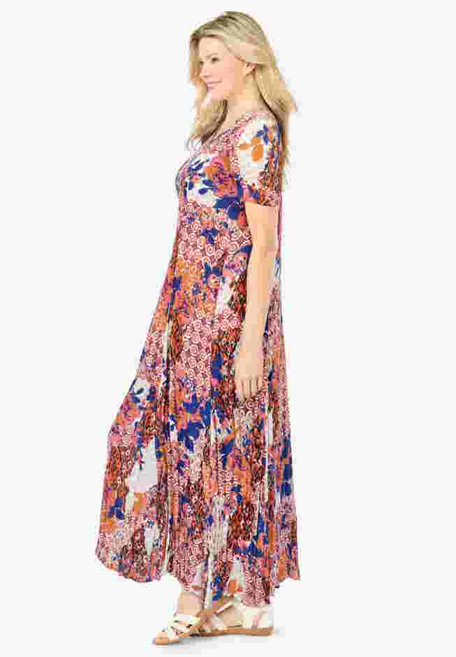 Short-Sleeve Crinkle Dress image number 2