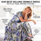 Printed Short-Sleeve Crinkle Maxi Dress image number 1