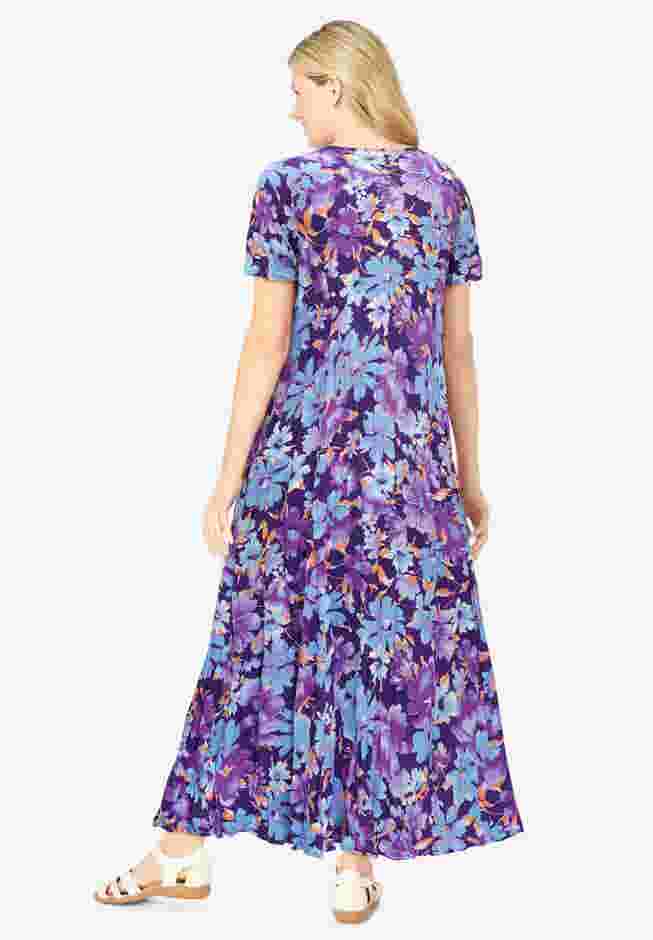 Short-Sleeve Crinkle Dress image number 1