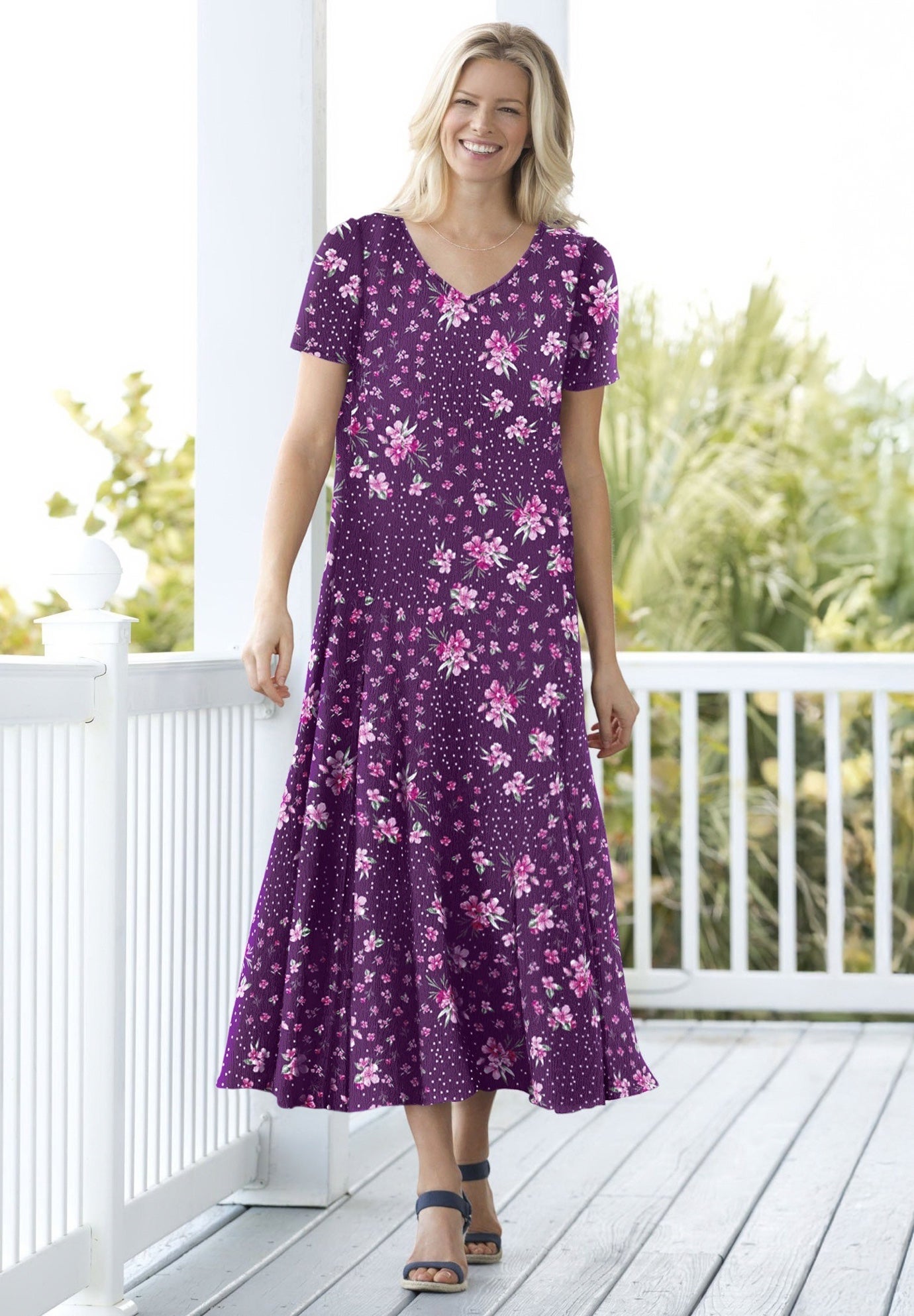 Short-Sleeve Crinkle Dress image number 0