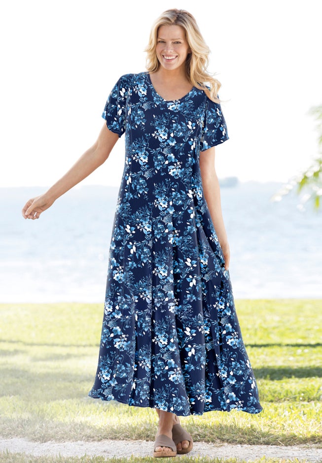 Short-Sleeve Crinkle Dress image number 0