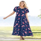 Short-Sleeve Crinkle Dress image number null