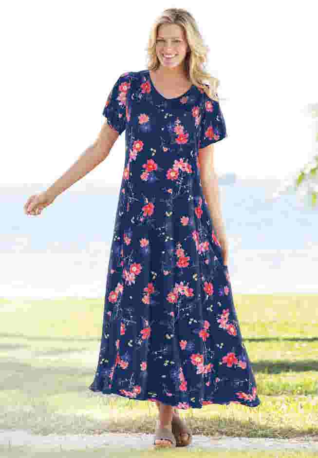 Short-Sleeve Crinkle Dress image number 0