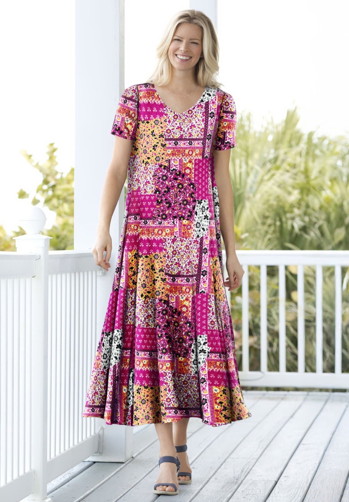 Short-Sleeve Crinkle Dress image number 0