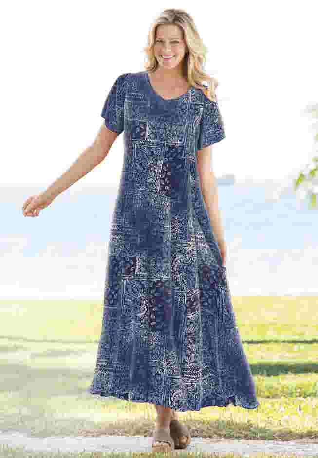 Short-Sleeve Crinkle Dress image number 0
