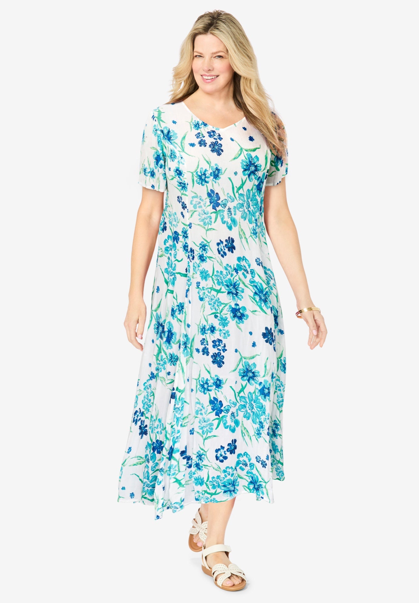 Short-Sleeve Crinkle Dress image number 0