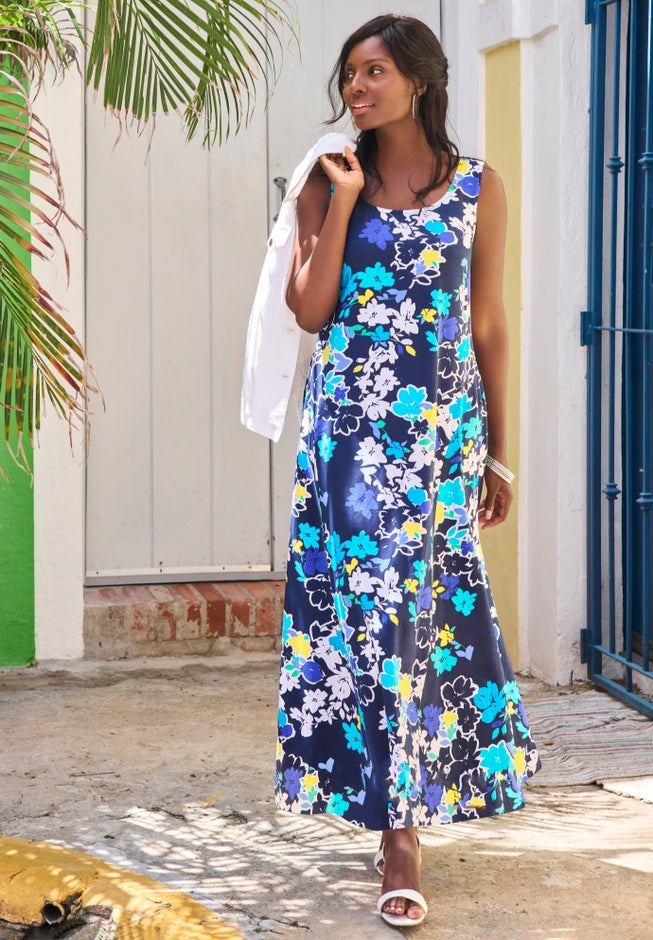 Stretch Cotton Tank Maxi Dress image number 0