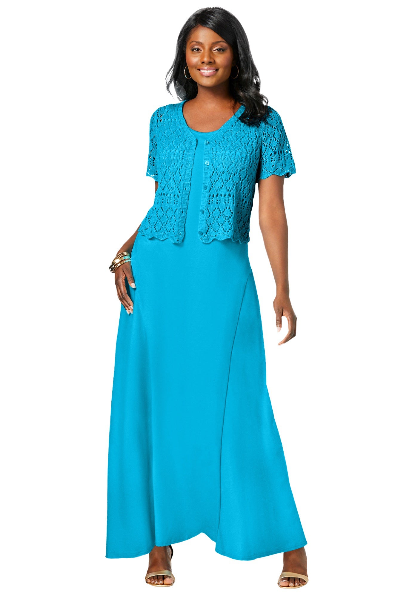 Stretch Cotton Tank Maxi Dress image number 3