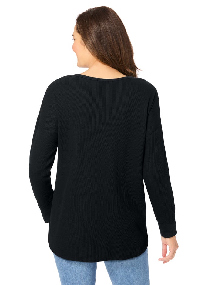 Waffle Thermal V-Neck Tee image number 3