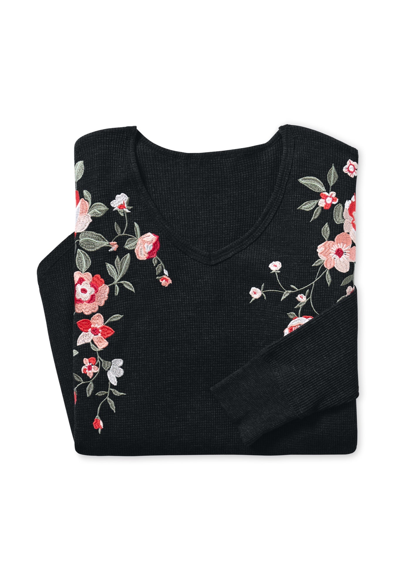 Waffle Thermal V-Neck Tee image number 1