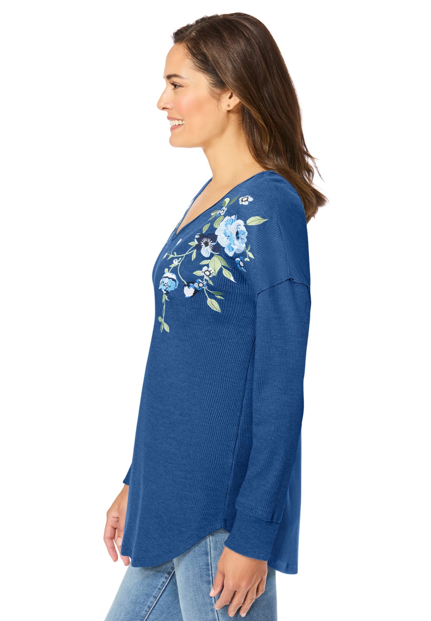 Waffle Thermal V-Neck Tee image number 3