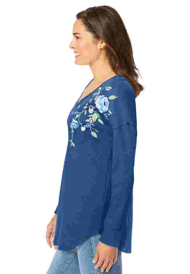 Waffle Thermal V-Neck Tee image number 2