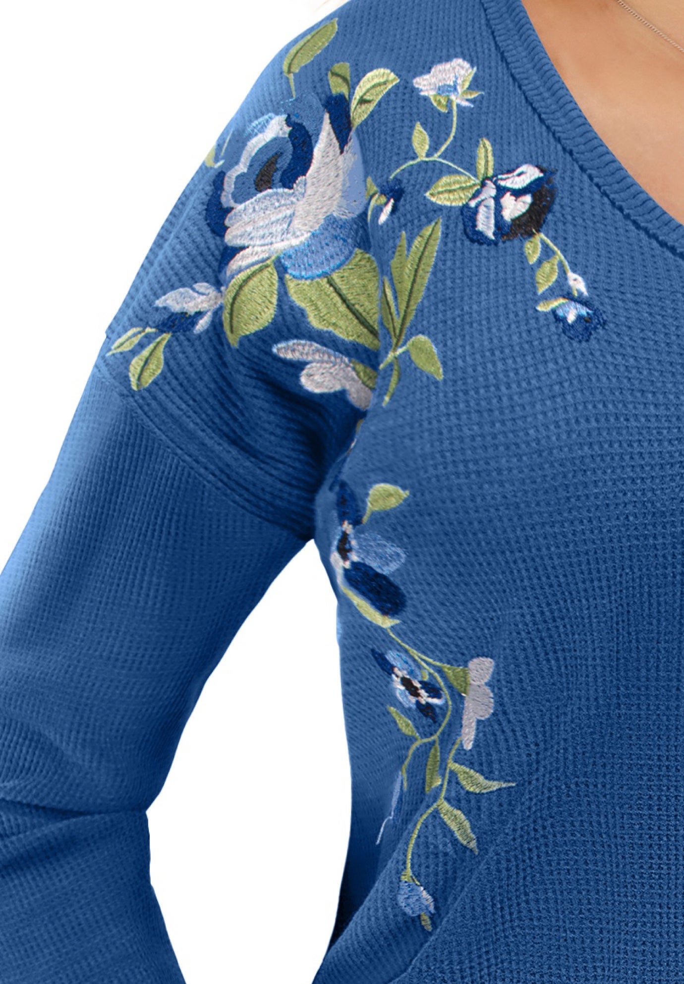 Waffle Thermal V-Neck Tee image number 4