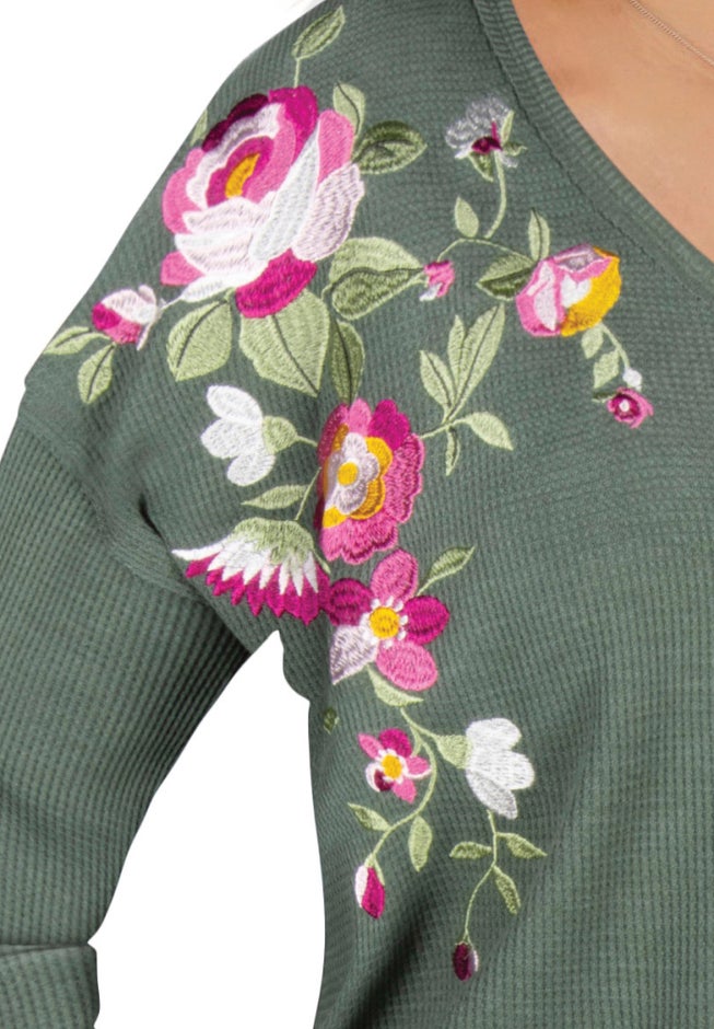 Waffle Thermal V-Neck Tee image number 4