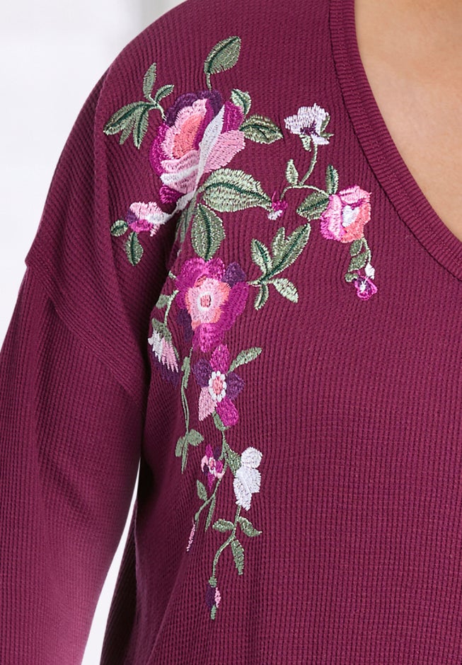 Waffle Thermal V-Neck Tee image number 4