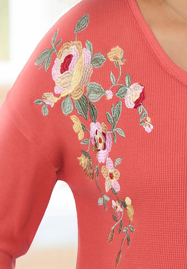 Waffle Thermal V-Neck Tee image number 2