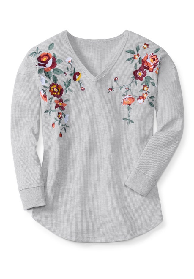 Waffle Thermal V-Neck Tee image number 6