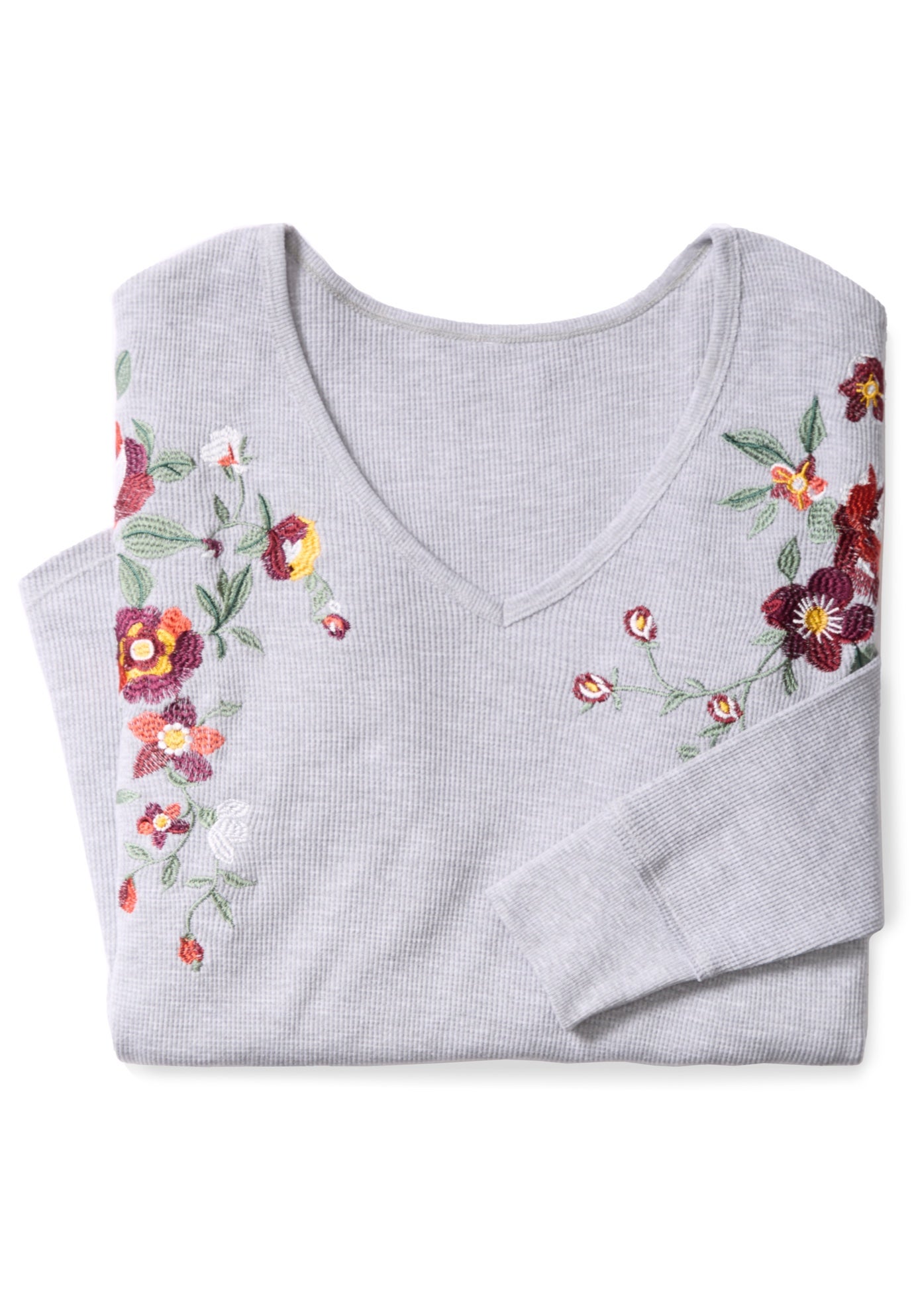 Waffle Thermal V-Neck Tee image number 1