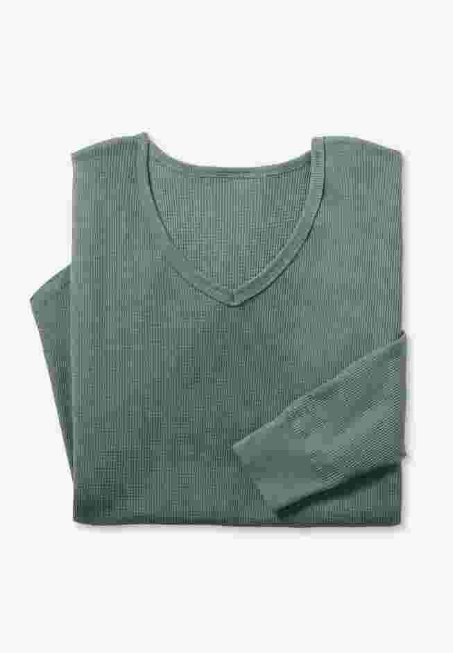 Waffle Thermal V-Neck Tee image number 2