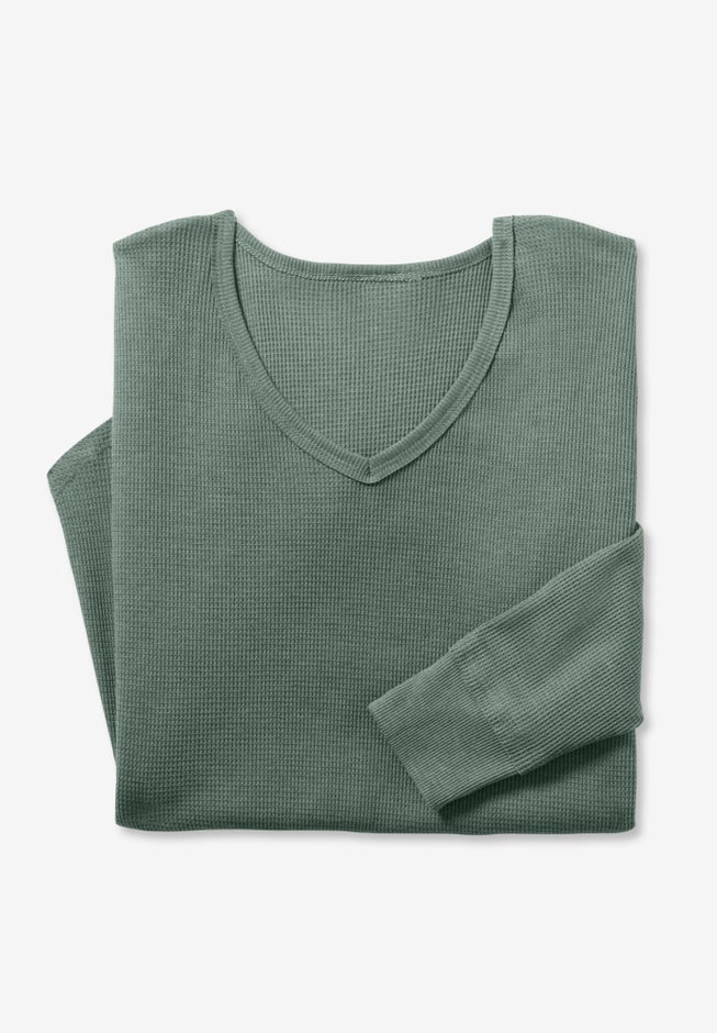 Waffle Thermal V-Neck Tee image number 3