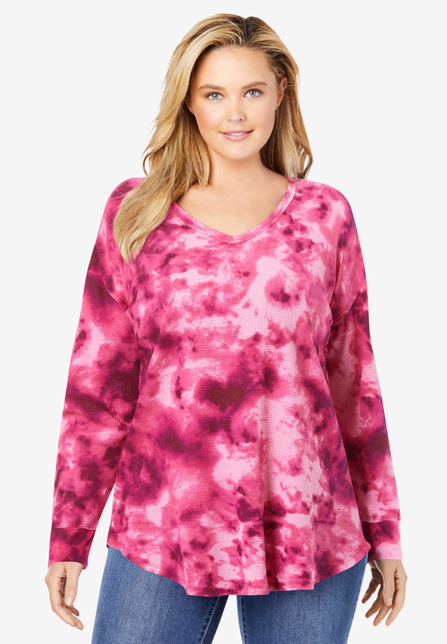 Waffle Thermal V-Neck Tee image number 5