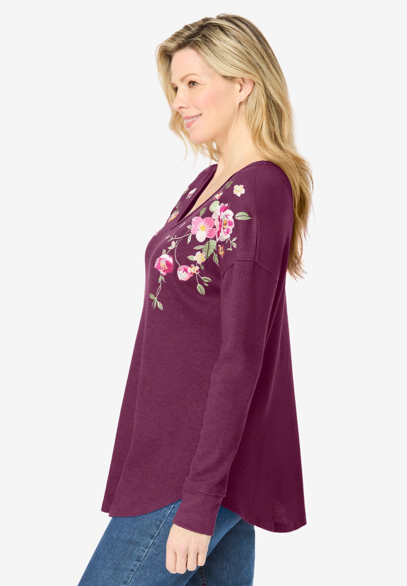 Waffle Thermal V-Neck Tee image number 3