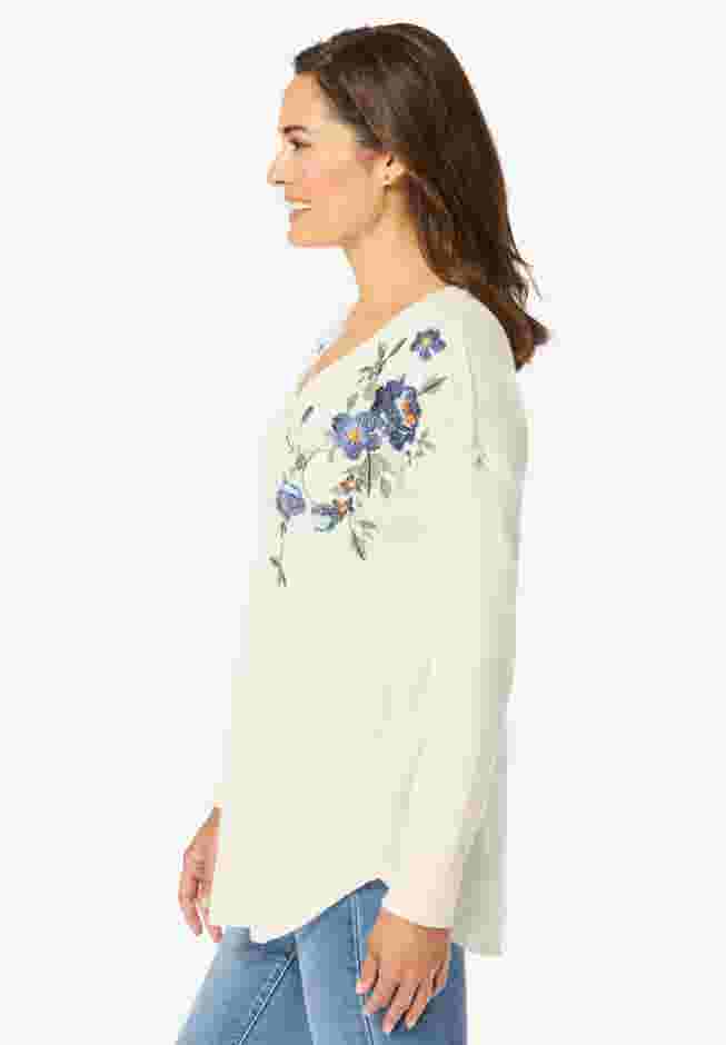 Waffle Thermal V-Neck Tee image number 2