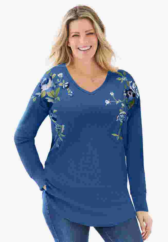 Waffle Thermal V-Neck Tee image number 0