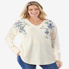 Waffle Thermal V-Neck Tee image number null