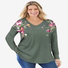 Waffle Thermal V-Neck Tee image number null