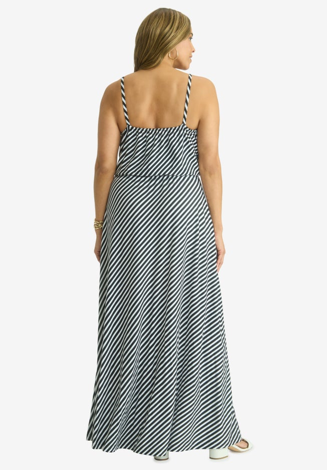 Stretch Knit Blouson Maxi Dress image number 1