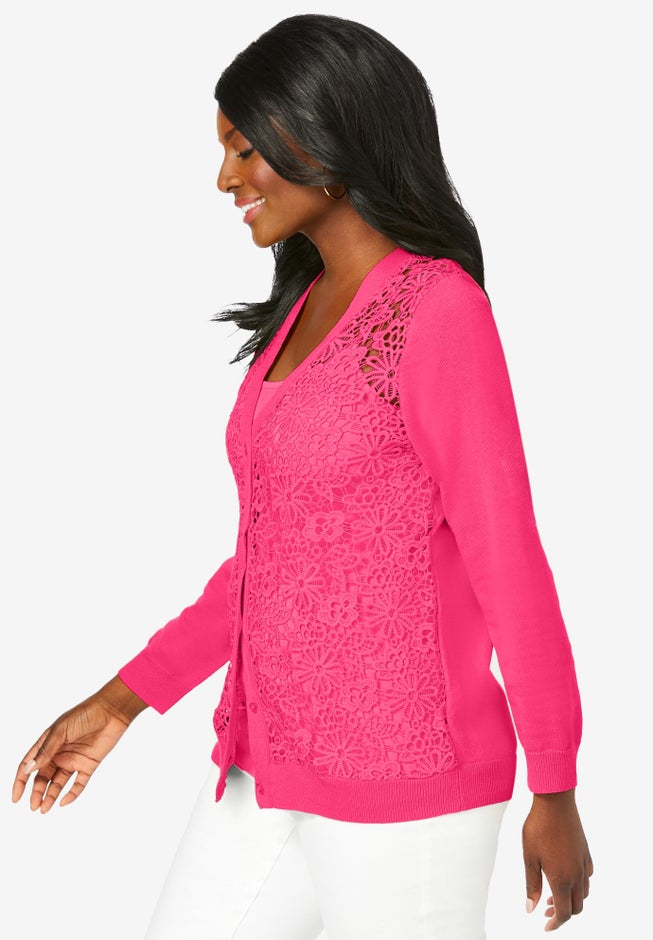 Crochet Button-front Cardigan image number 3