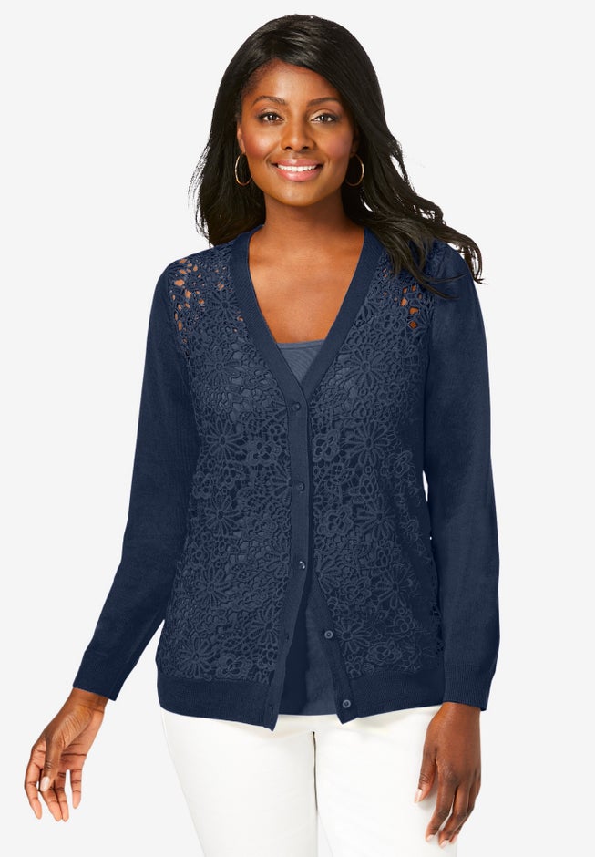 Crochet Button-front Cardigan image number 0