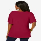 Stretch Knit Flutter Sleeve Tunic image number null