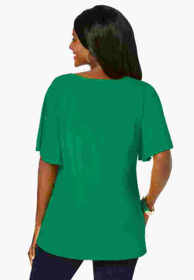 Stretch Knit Flutter Sleeve Tunic image number 1