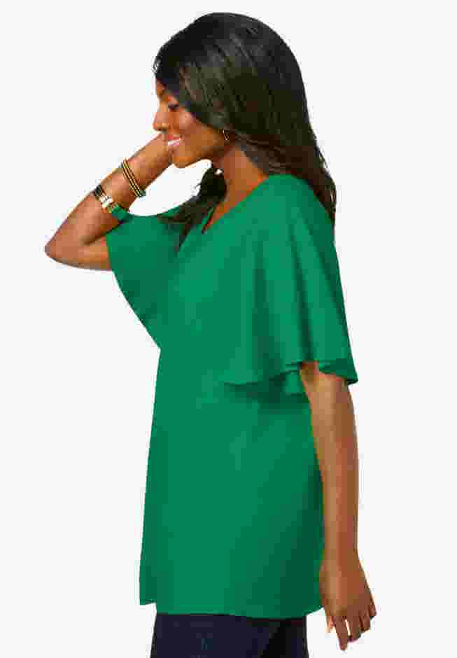 Stretch Knit Flutter Sleeve Tunic image number 2