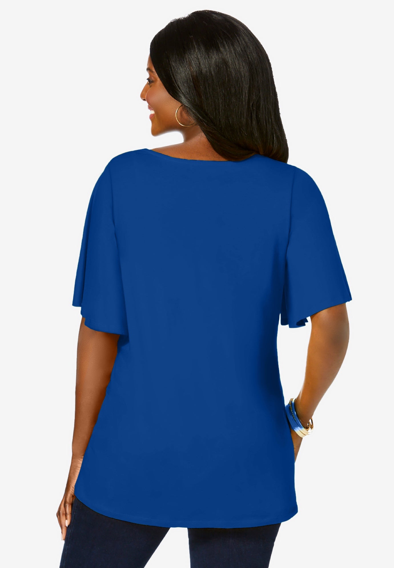 Stretch Knit Flutter Sleeve Tunic image number 1