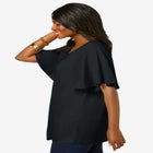 Stretch Knit Flutter Sleeve Tunic image number null