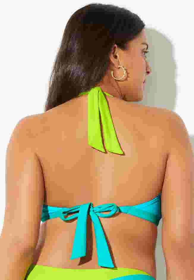 Romancer Colorblock Halter Triangle Bikini Top image number 1