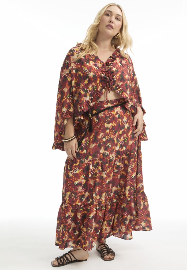 Tiered Printed Maxi Skirt image number 0