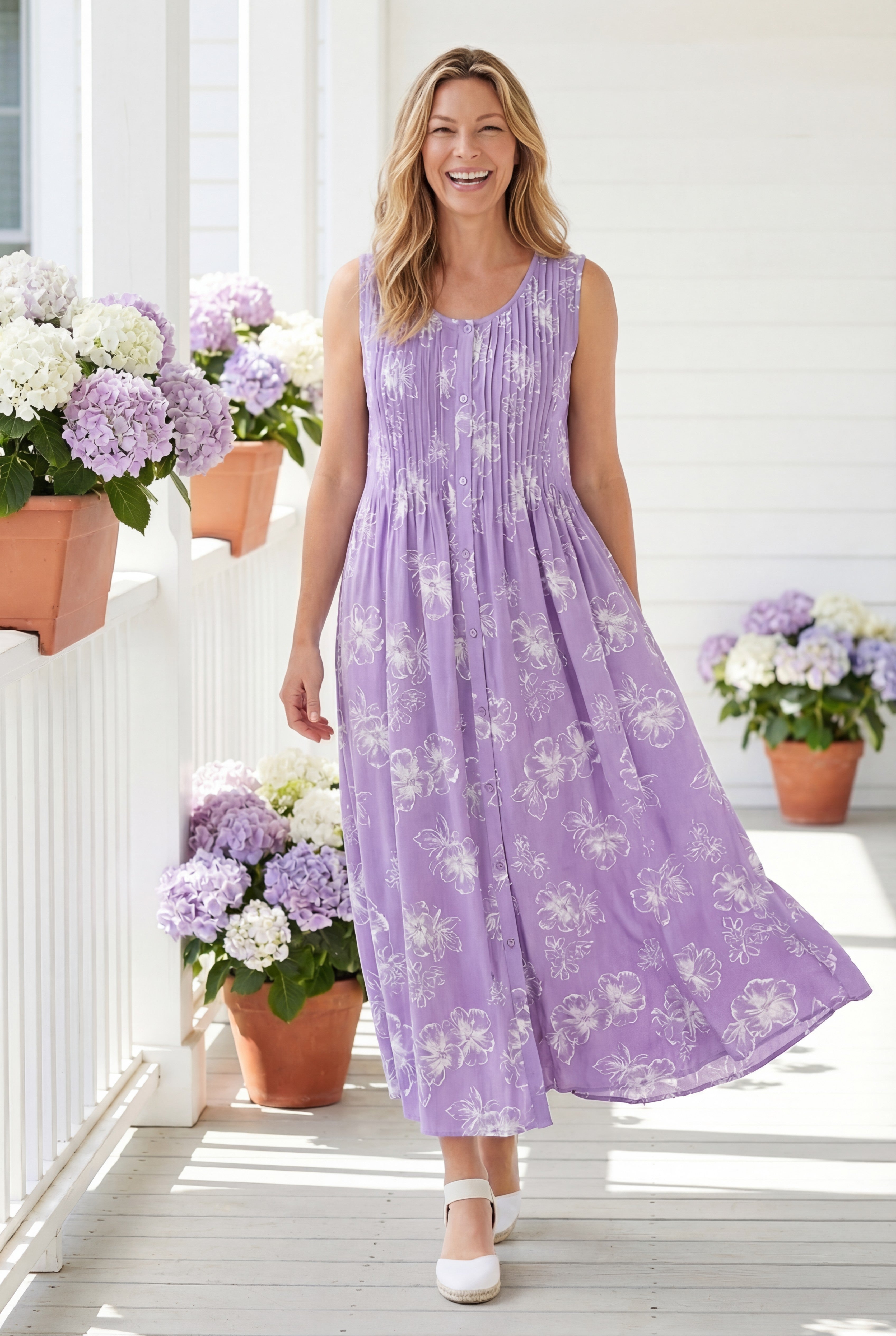 Pintucked Sleeveless Dress image number 0