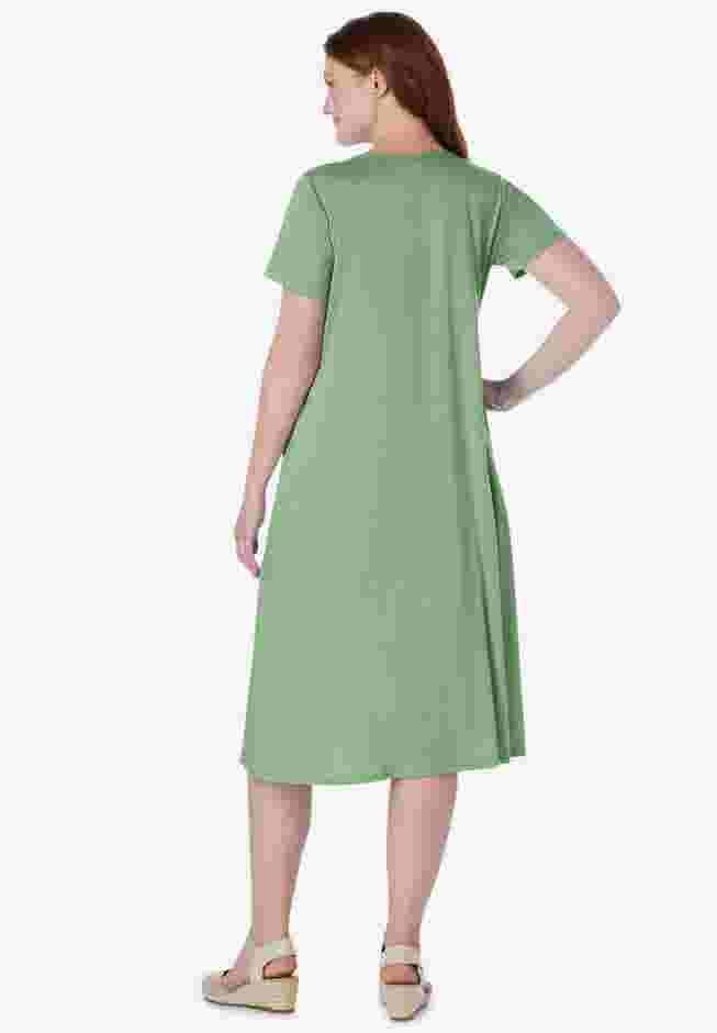 Embroidered Lace Bib Knit Dress image number 1
