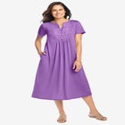 Embroidered Lace Bib Knit Dress image number null