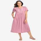 Embroidered Lace Bib Knit Dress image number null