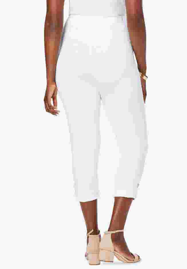 Stretch Cotton Cuff-Button Capri Legging image number 1