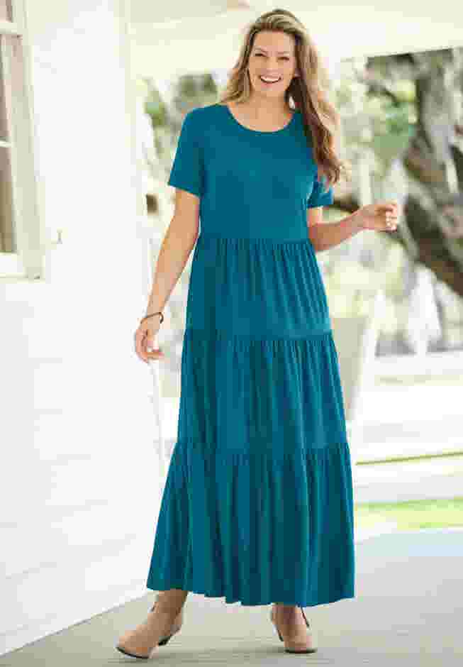 Short-Sleeve Tiered Dress image number 3