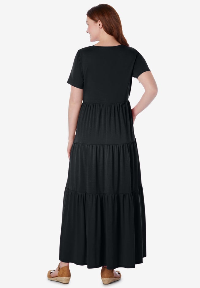 Short-Sleeve Tiered Dress image number 1