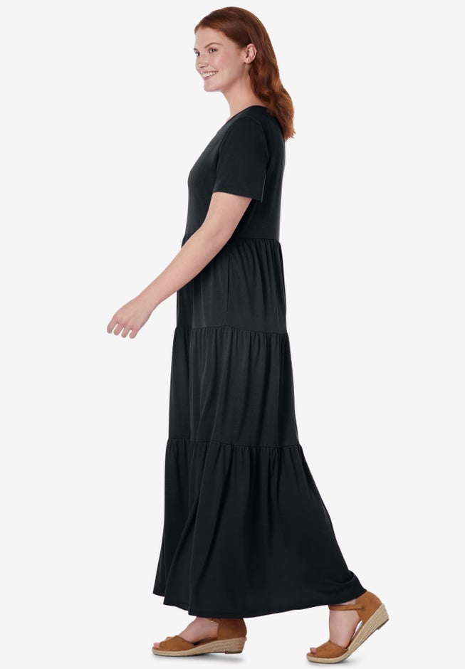 Short-Sleeve Tiered Dress image number 2