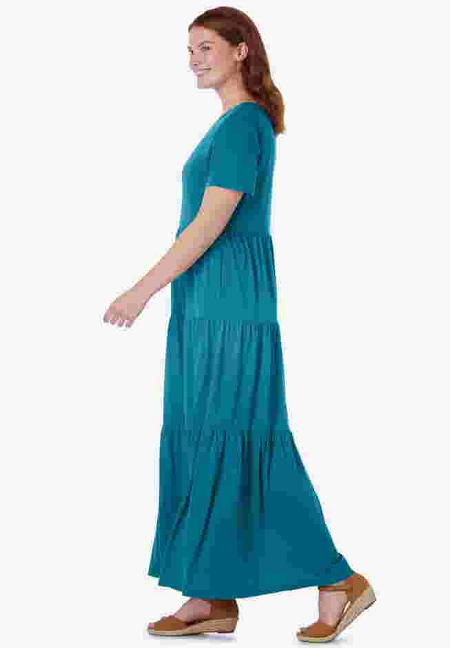Short-Sleeve Tiered Dress image number 2